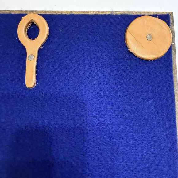 Vintage Chess Board Hand Tooled And Dyed Leather Wood Frame 11”x17” Wall Hanging - Picture 7 of 10